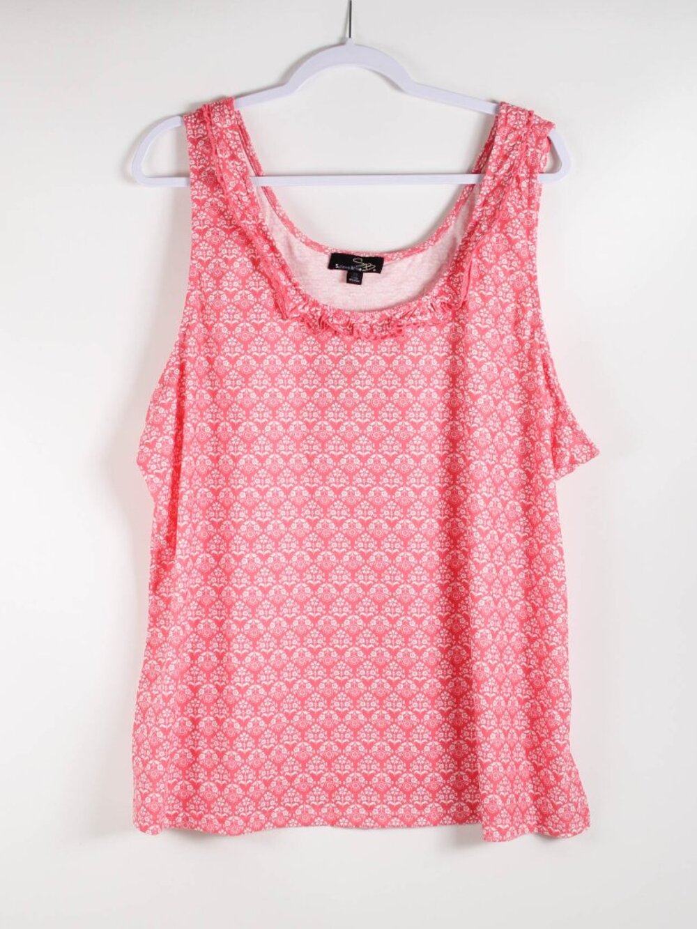 Suzanne Betro Plus Size 3X Pink Floral Ruffle Tank NWT